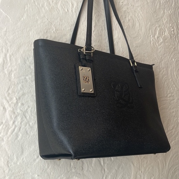Louis Quatorze Black Leather Tote - Picture 2 of 7